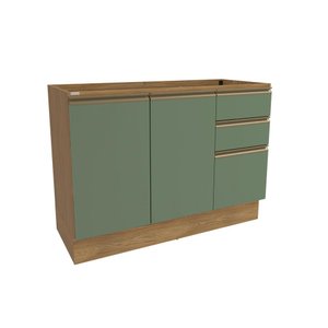 Balcão de Pia Celeste Kappesberg 100% Mdf 2 Portas 3 Gavetas Nogueira/verde 120cm