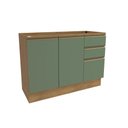 Ver imagem 1 de Balcão de Pia Celeste Kappesberg 100% Mdf 2 Portas 3 Gavetas Nogueira/verde 120cm