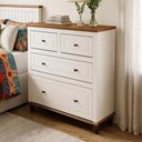 Ver imagem 1 de Cômoda para Quarto Closet 4 Gavetas 90cm Provençal Alegra S05 Off White Nogueira - Lyam Decor