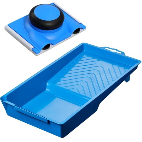 Pad Flocado Ângulo Fixo para Recortes e Cantos Pegada Rotativa + Bandeja para Pintura 250ml 15x29cm