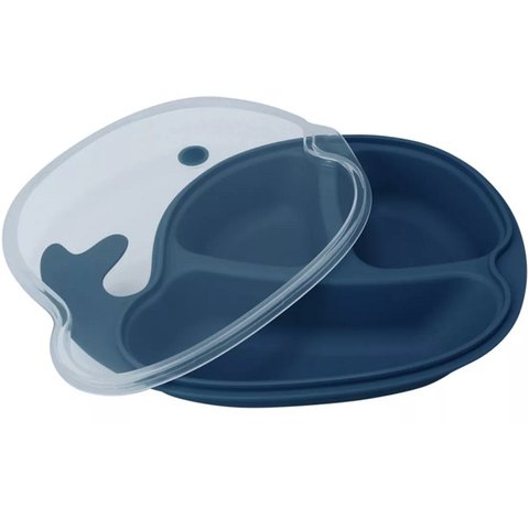 Prato Infantil Baleia 3 Divisorias e Tampa Colors Clingo 6m+