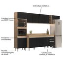 Ver imagem 3 de Armário de Cozinha Modulada 5 Peças CP17 Balcão com Tampo Castanho/Preto - Lumil Lumil Móveis