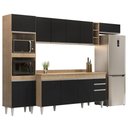 Ver imagem 1 de Armário de Cozinha Modulada 5 Peças CP17 Balcão com Tampo Castanho/Preto - Lumil Lumil Móveis