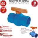 Ver imagem 2 de Registro de Esfera Rosca e Solda Pvc Tam. 2'' X 60mm Sistema V.a.r Cor Azul Irriga Durín