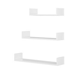 Prateleiras de Decoração em Mdf 40, 50, 60cm em U Sala Livro - Branco - 2