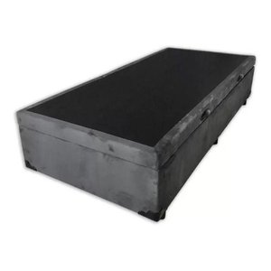 Cama Box Bau Solteirão Premium ( Blindada ) Super Reforçada - Suede - Cinza