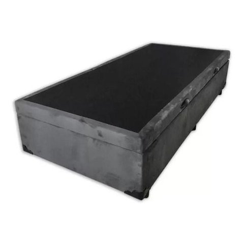 Cama Box Bau Solteirão Premium ( Blindada ) Super Reforçada - Suede - Cinza