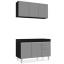 Ver imagem 1 de Armário Aéreo Virgínia e Balcão para Pia 120cm Michigan Preto/cinza - Lumil