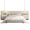 Ver imagem 2 de Conjunto Cabeceira Super King 400cm C/ 2 Mesas de Cabeceira Cor:luna com Dourado