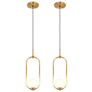 Kit 2 Luminárias Lustre Arco Dourado Globo Cama Quarto 43cm