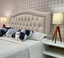 Ver imagem 1 de Cabeceira Cama Casal Capitone Sophia Provençal Suede Bege 60 Rbl