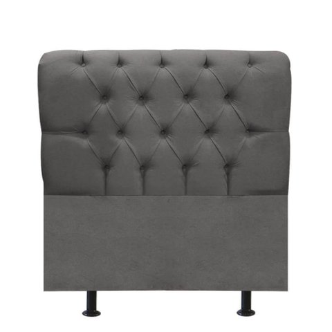 Cabeceira Estofada Cama Box Solteiro 100cm París Corino Cinza Escuro- Mabe Magazine