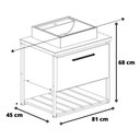 Ver imagem 2 de Gabinete Balcão Suspenso Cuba Marmorite Caribe 80 cm Aço Banheiro 1 Porta 1 Prateleira Cinza
