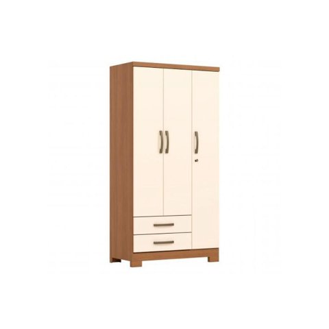 Guarda Roupa Solteiro 3 Portas c/Pés Açaí Cinamomo/Off Henn