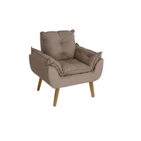 Poltrona Decorativa Opala Suede Capuccino Smf Decor