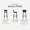 Ver imagem 3 de Kit 6 Banquetas para Bancada Banco Alto Junco Preto Balcão Cozinha Gourmet Bar Área de Lazer Piscina