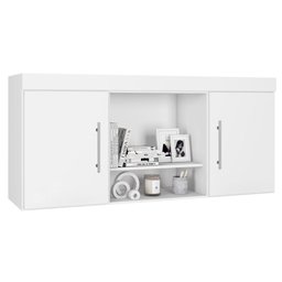 Armário Aéreo Suspenso Ponte Modulada Para Casal Organizador Quarto 1,50m 2 Portas 1 Nicho Branco - 2