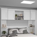 Ver imagem 1 de Armário Aéreo Suspenso Ponte Modulada Para Casal Organizador Quarto 1,50m 2 Portas 1 Nicho Branco