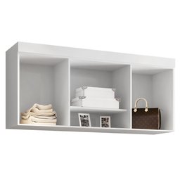 Armário Aéreo Suspenso Ponte Modulada Para Casal Organizador Quarto 1,50m 2 Portas 1 Nicho Branco - 4
