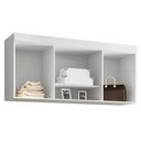 Ver imagem 4 de Armário Aéreo Suspenso Ponte Modulada Para Casal Organizador Quarto 1,50m 2 Portas 1 Nicho Branco