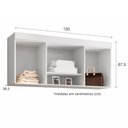 Ver imagem 3 de Armário Aéreo Suspenso Ponte Modulada Para Casal Organizador Quarto 1,50m 2 Portas 1 Nicho Branco