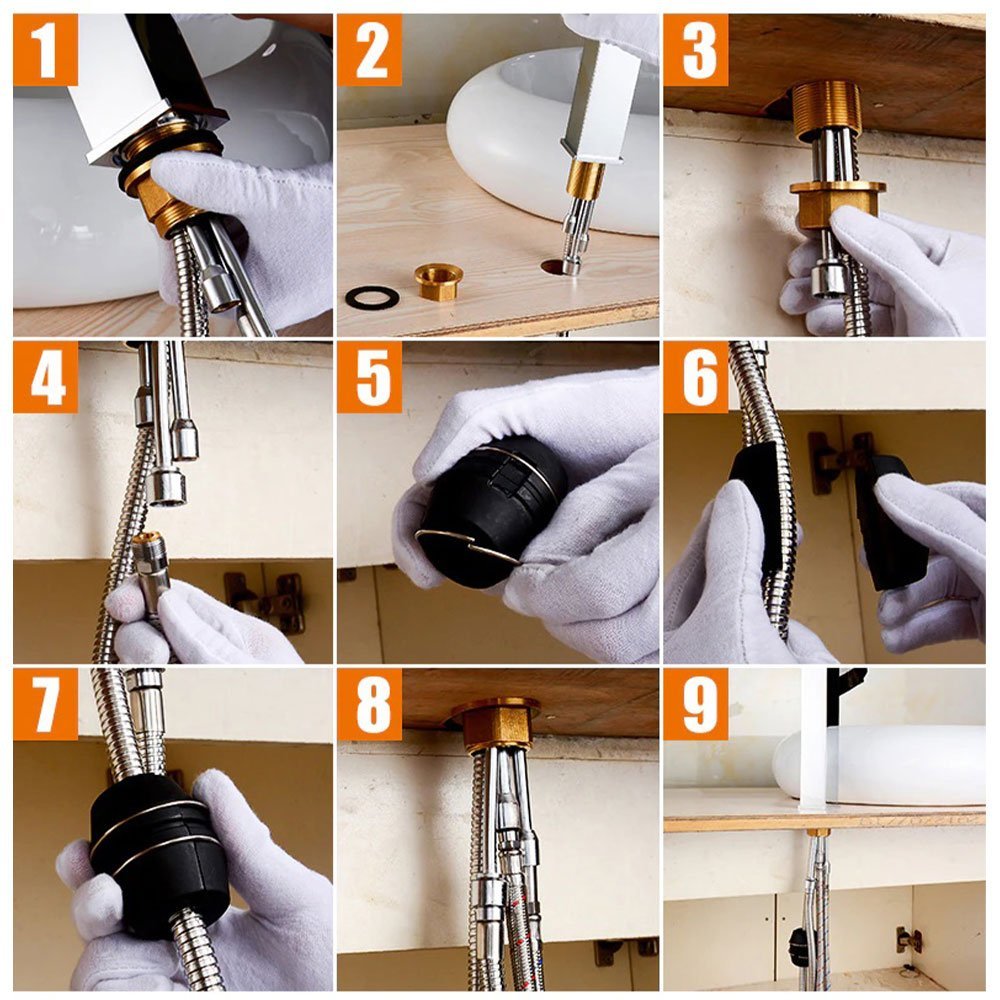 Torneira Monocomando 360 Preta Luxo Regulavel Filtro Cozinha Gourmet Quente Frio Cuba Mesa Bancada - 8