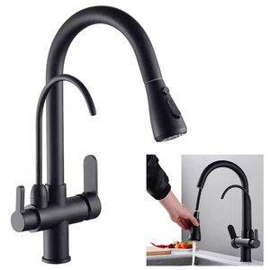 Torneira Monocomando 360 Preta Luxo Regulavel Filtro Cozinha Gourmet Quente Frio Cuba Mesa Bancada