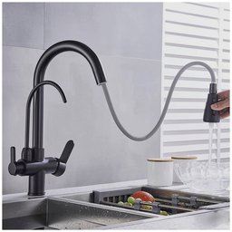 Torneira Monocomando 360 Preta Luxo Regulavel Filtro Cozinha Gourmet Quente Frio Cuba Mesa Bancada - 14