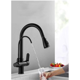 Torneira Monocomando 360 Preta Luxo Regulavel Filtro Cozinha Gourmet Quente Frio Cuba Mesa Bancada - 9