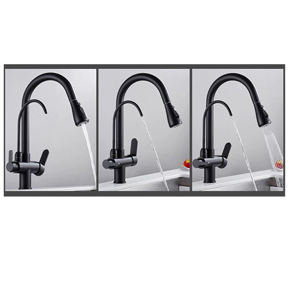 Torneira Monocomando 360 Preta Luxo Regulavel Filtro Cozinha Gourmet Quente Frio Cuba Mesa Bancada - 12