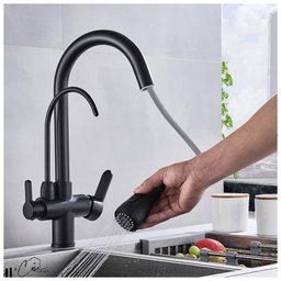 Torneira Monocomando 360 Preta Luxo Regulavel Filtro Cozinha Gourmet Quente Frio Cuba Mesa Bancada - 11