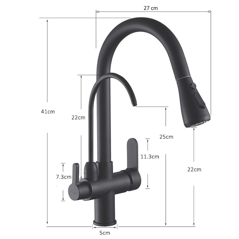 Torneira Monocomando 360 Preta Luxo Regulavel Filtro Cozinha Gourmet Quente Frio Cuba Mesa Bancada - 13