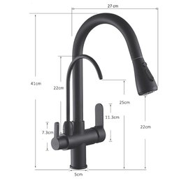 Torneira Monocomando 360 Preta Luxo Regulavel Filtro Cozinha Gourmet Quente Frio Cuba Mesa Bancada - 13