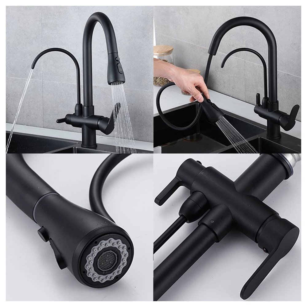 Torneira Monocomando 360 Preta Luxo Regulavel Filtro Cozinha Gourmet Quente Frio Cuba Mesa Bancada - 7