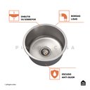 Ver imagem 3 de Cuba Para Cozinha Redonda Aço Inox 201 Tamoios 40 cm Pingoo.casa - Prata