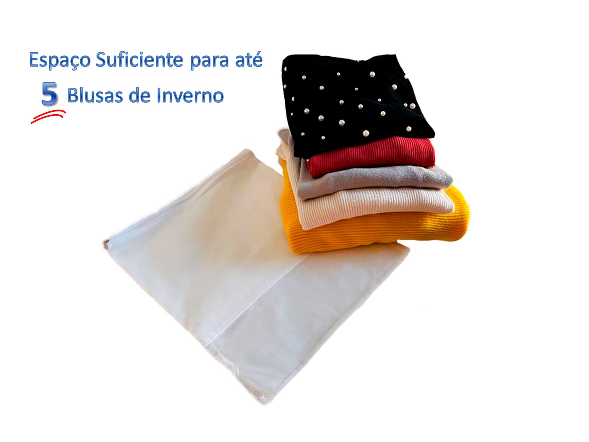 Kit 80 Sacos Para Roupa E Malas De Viagem Visor Transparente:Branco - 2