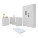 Ver imagem 1 de Quarto de Bebê Completo com Berço 3 em 1 com Colchão Incluso Brisa Multimóveis Mp4537 Branco