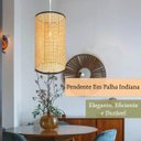 Ver imagem 3 de 2 Pendente Fibra Natural Palha Tela Indiana Cabeceira Nat84
