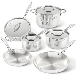 Duxtop Conjunto de Panelas e Frigideiras 10pc Aço Inoxidável Tri-ply - 1