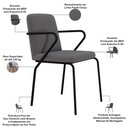 Ver imagem 3 de Kit 08 Cadeiras Estofada para Sala de Jantar com Braço Loft Preto C01 Linho Fendi Cinza - Lyam