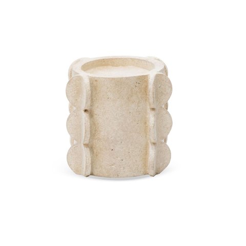 Castiçal Porta-vela Decorativo em Resina Estilo Travertino Bege 11,5cm Tmn3046 Btc