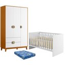 Ver imagem 1 de Berço Convencional Life 2186 MDF com Colchão e Guarda Roupa Branco e Cinamomo
