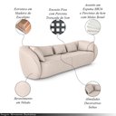 Ver imagem 3 de Sofá Bipartido Sala de Estar Diamond 272cm com Almofadas Soltas Veludo Bege G52 - Gran Belo