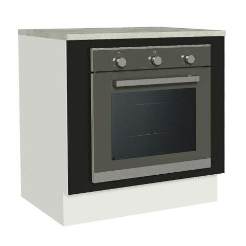 Balcão para Forno de Embutir 80 X 60 Cm com Tampo Branco/preto Agata, Glamy Madesa