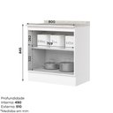 Ver imagem 4 de Balcão Americana 2 Portas sem Gavetas MDF 80cm Branco com Tampo Móveis Henn