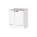 Ver imagem 3 de Balcão Americana 2 Portas sem Gavetas MDF 80cm Branco com Tampo Móveis Henn