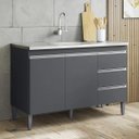 Ver imagem 3 de Balcão de Pia Cozinha Andréia 120cm Cinza sem Tampo Ajl Móveis