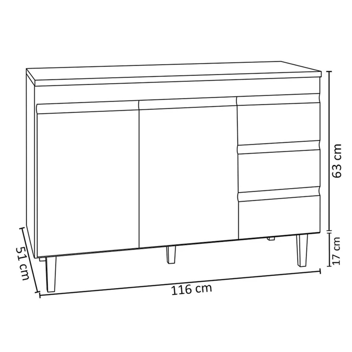 Balcão de Pia Cozinha Andréia 120cm Cinza sem Tampo Ajl Móveis - 4