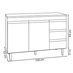 Balcão de Pia Cozinha Andréia 120cm Cinza sem Tampo Ajl Móveis - 4