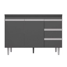 Balcão de Pia Cozinha Andréia 120cm Cinza sem Tampo Ajl Móveis - 1